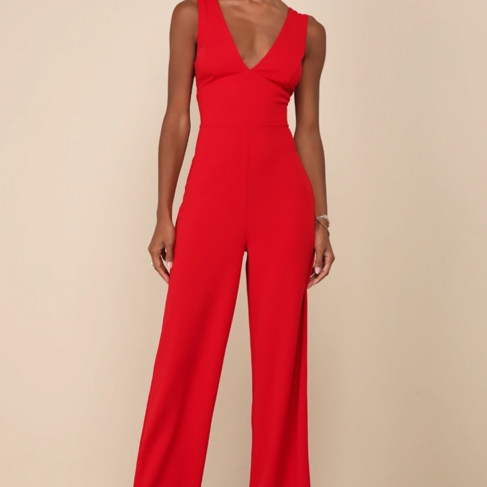 Lulu's Vibrant Red Jumpsuit